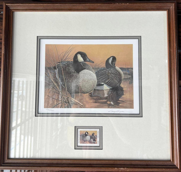 Canada Geese - Larry Hayden -  1992 Framed TPWD Waterfowl Stamp Print