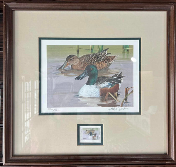 Shovelers - Ken Carlson -  1994 Framed TPWD Waterfowl Stamp Print